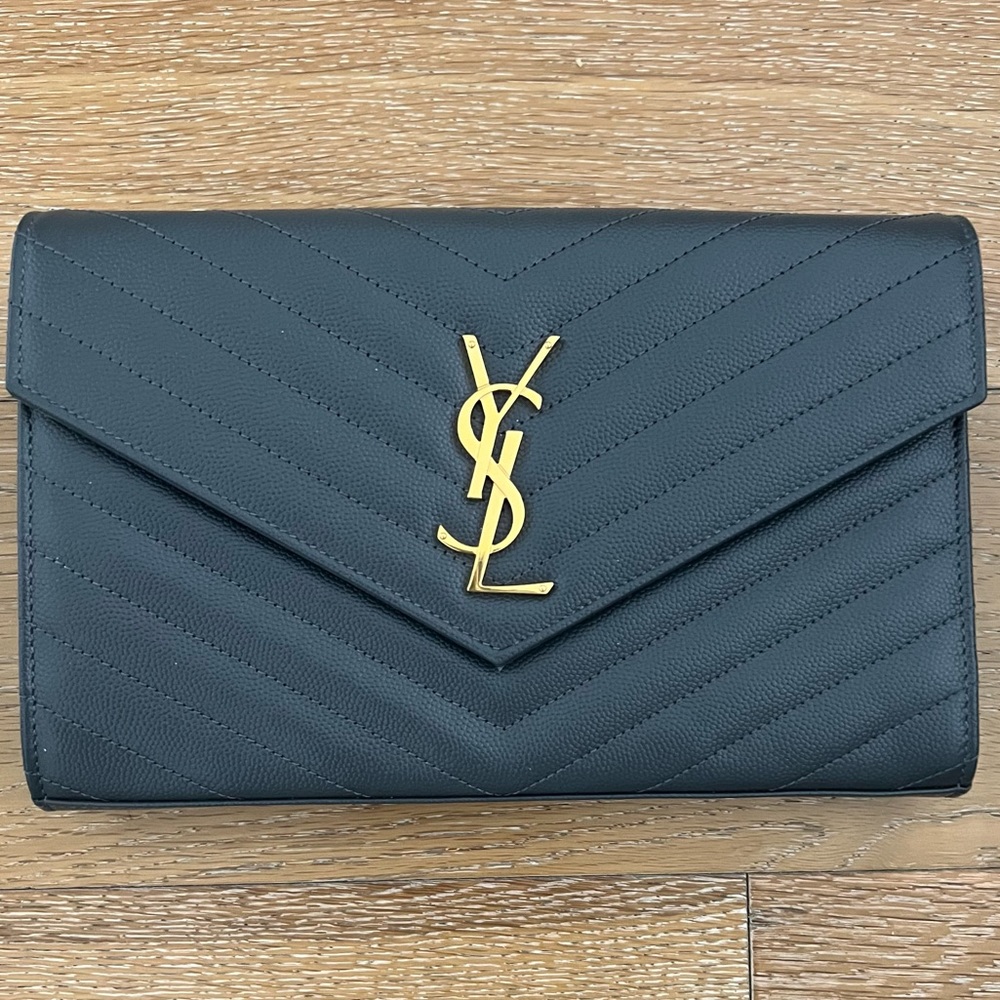 YSL Saint Laurent Monogram envelope flap wallet